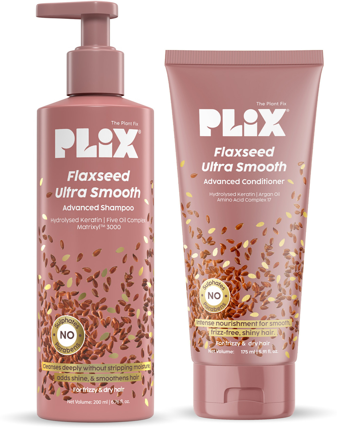 Image of The Plant Fix Plix Flaxseed Ultrasmooth Advanced Shampoo & Conditioner Combo