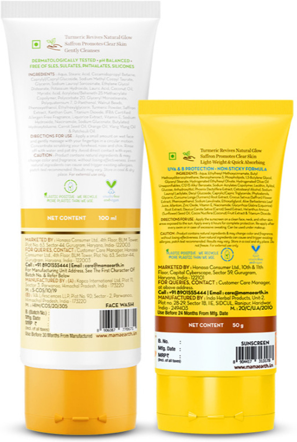 Image of Mamaearth Ubtan Cleanse & Sun-Shield Combo | Ubtan Face Wash- 100 ml & Ubtan Detan Sunscreen- 50g | Removes Tan | Brightens Skin