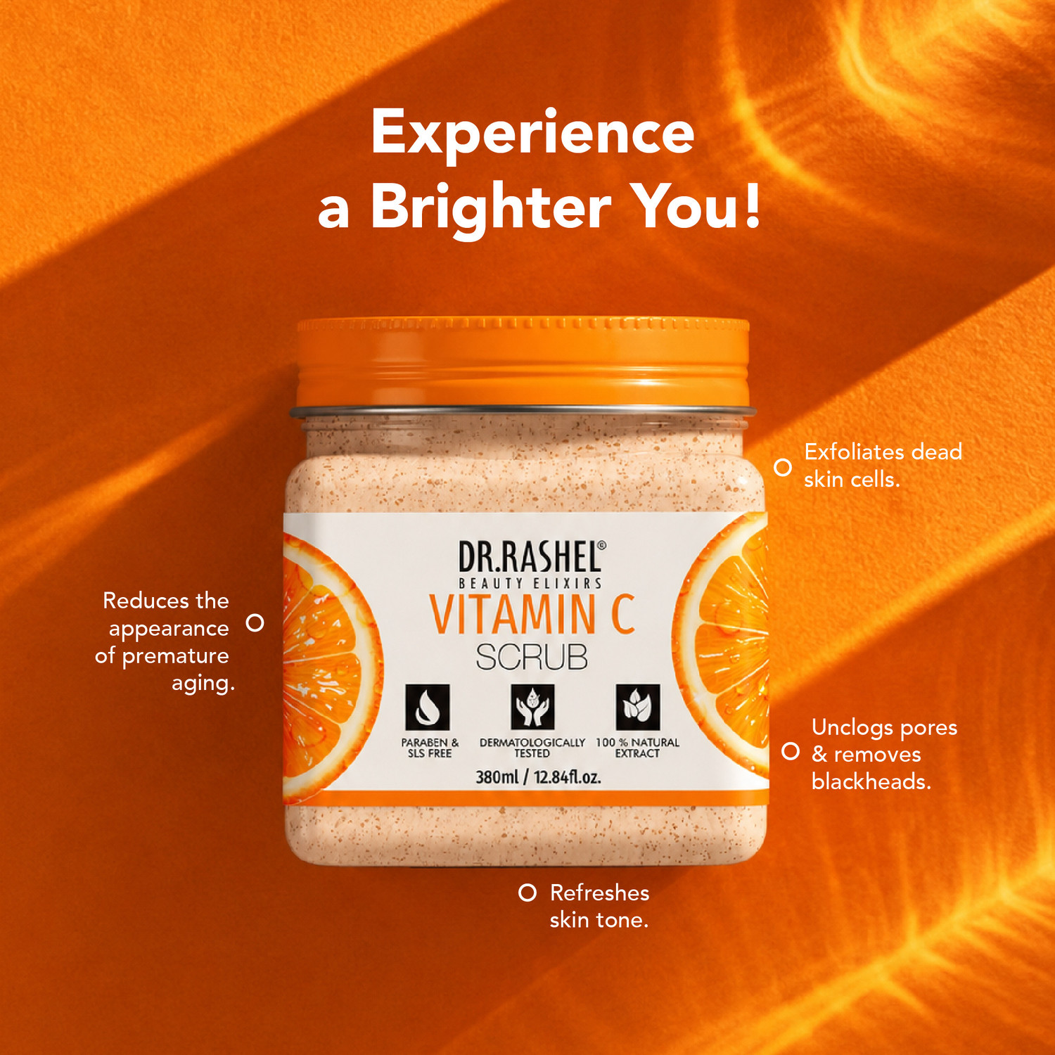 Image of DR.RASHEL Vitamin C Scrub & Vitamin C Serum for Acne, Tan Removal, Exfoliation, Anti Aging (2 Items in the set)