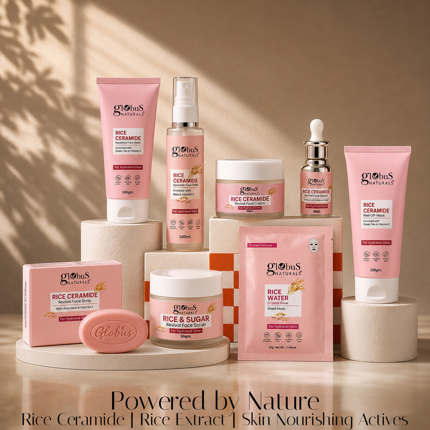 Image of Globus Naturals Rice Ceramide Glow Combo | 8-Step Korean Glass Skin Kit