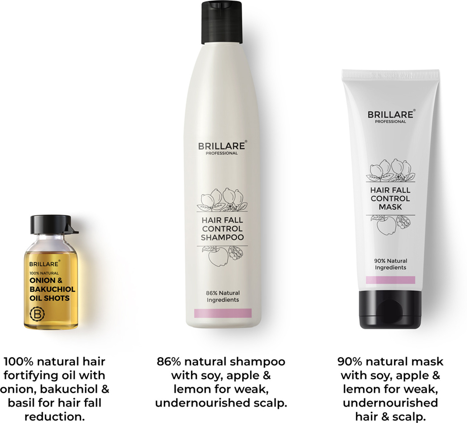 Image of BRILLARE Anti Hairfall Treatment Combo - Shampoo, Hair Mask & Oil shots