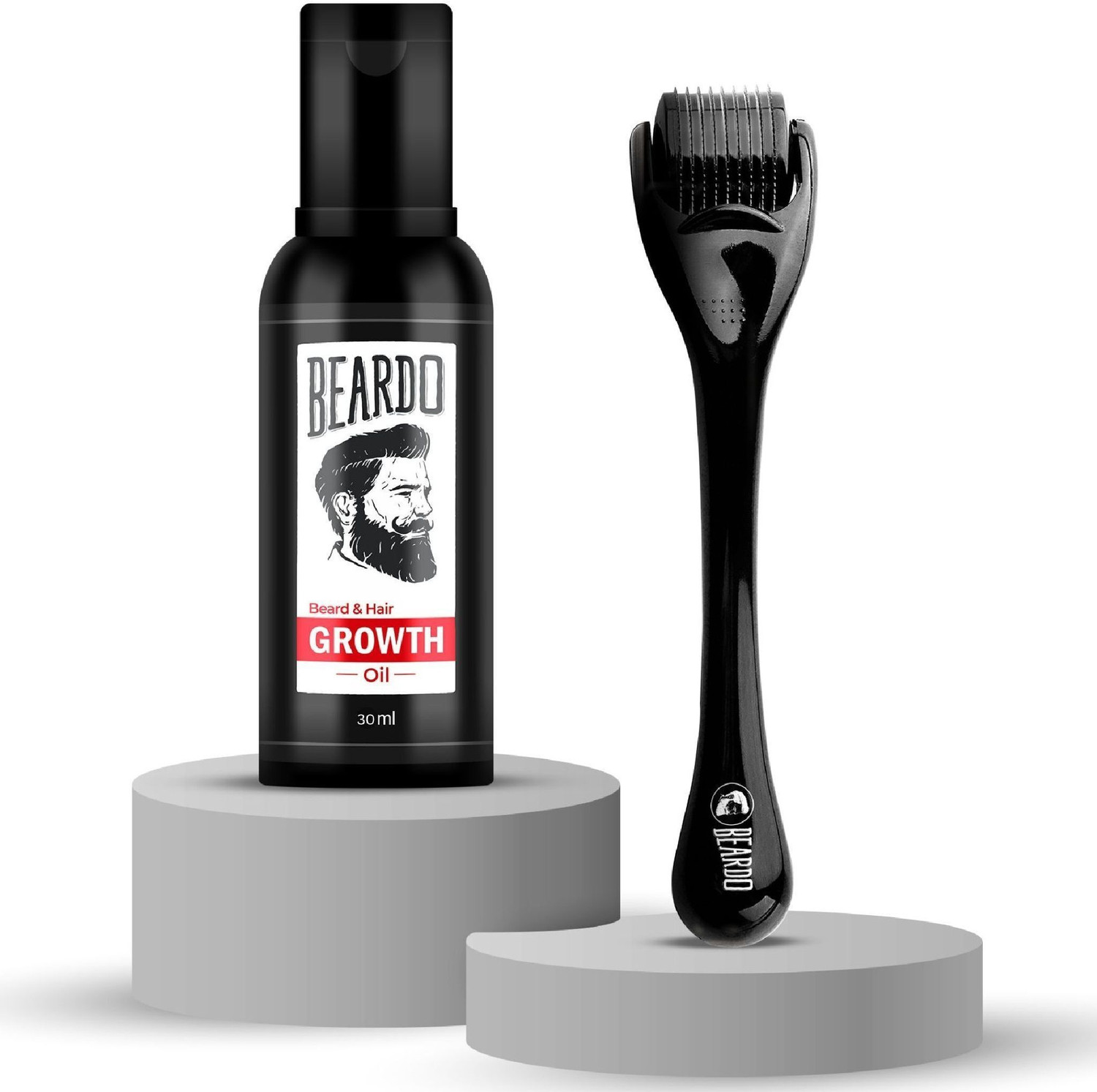 BEARDO Beard and Hair Growth Oil & Dermaroller | For Faster Growth & Thicker Looking