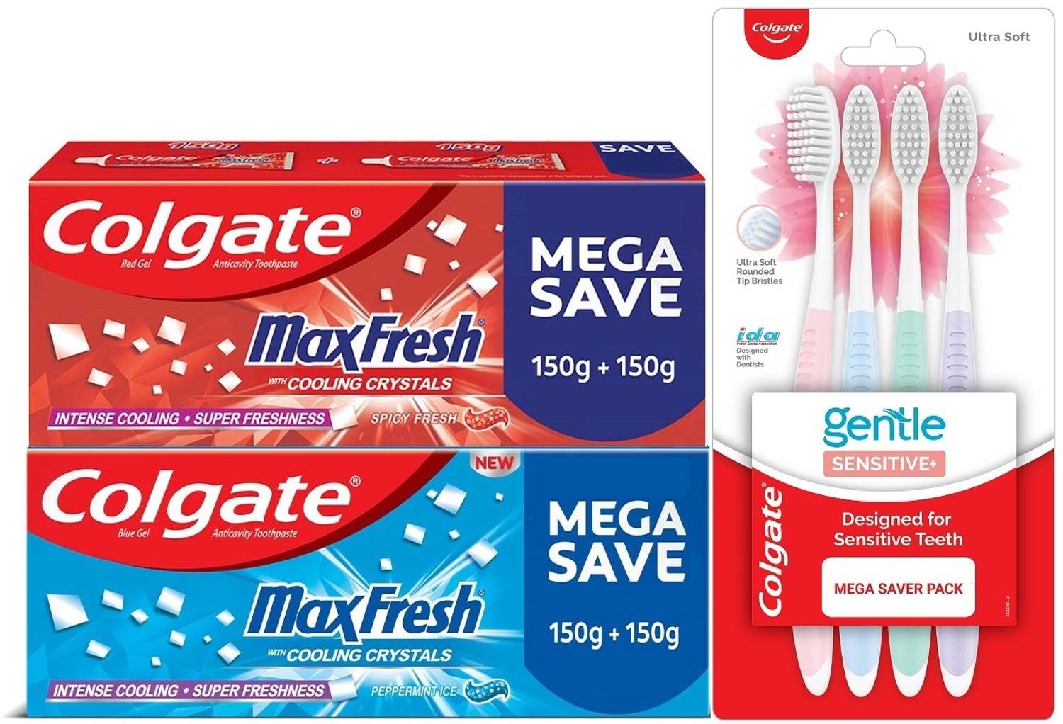 Colgate MaxFresh Red & Blue 300g Toothpaste with 4pcs Gentle - Image 1