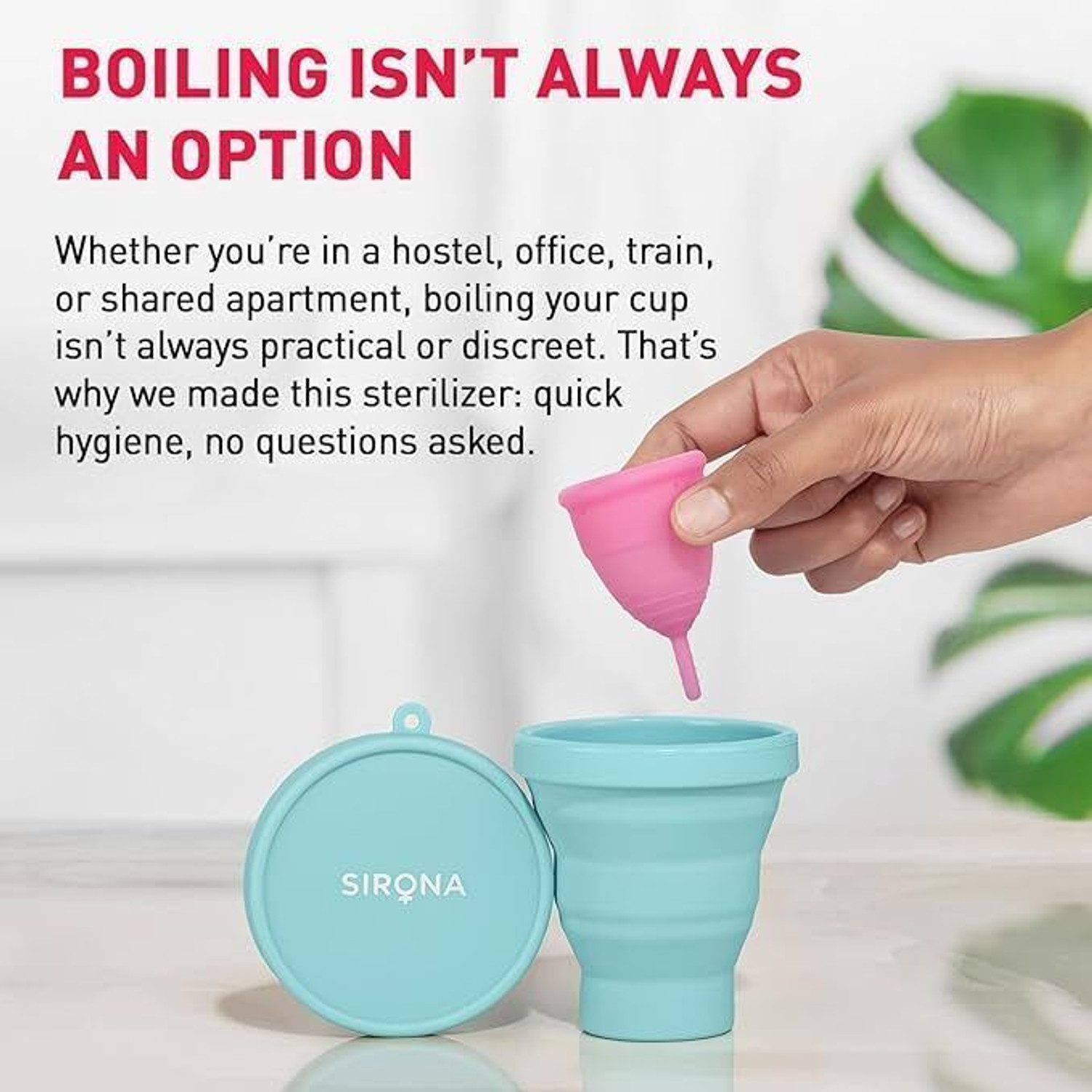 Image of SIRONA Foldable Menstrual Cup Sterilizing Container & Reusable Menstrual Cup - Small