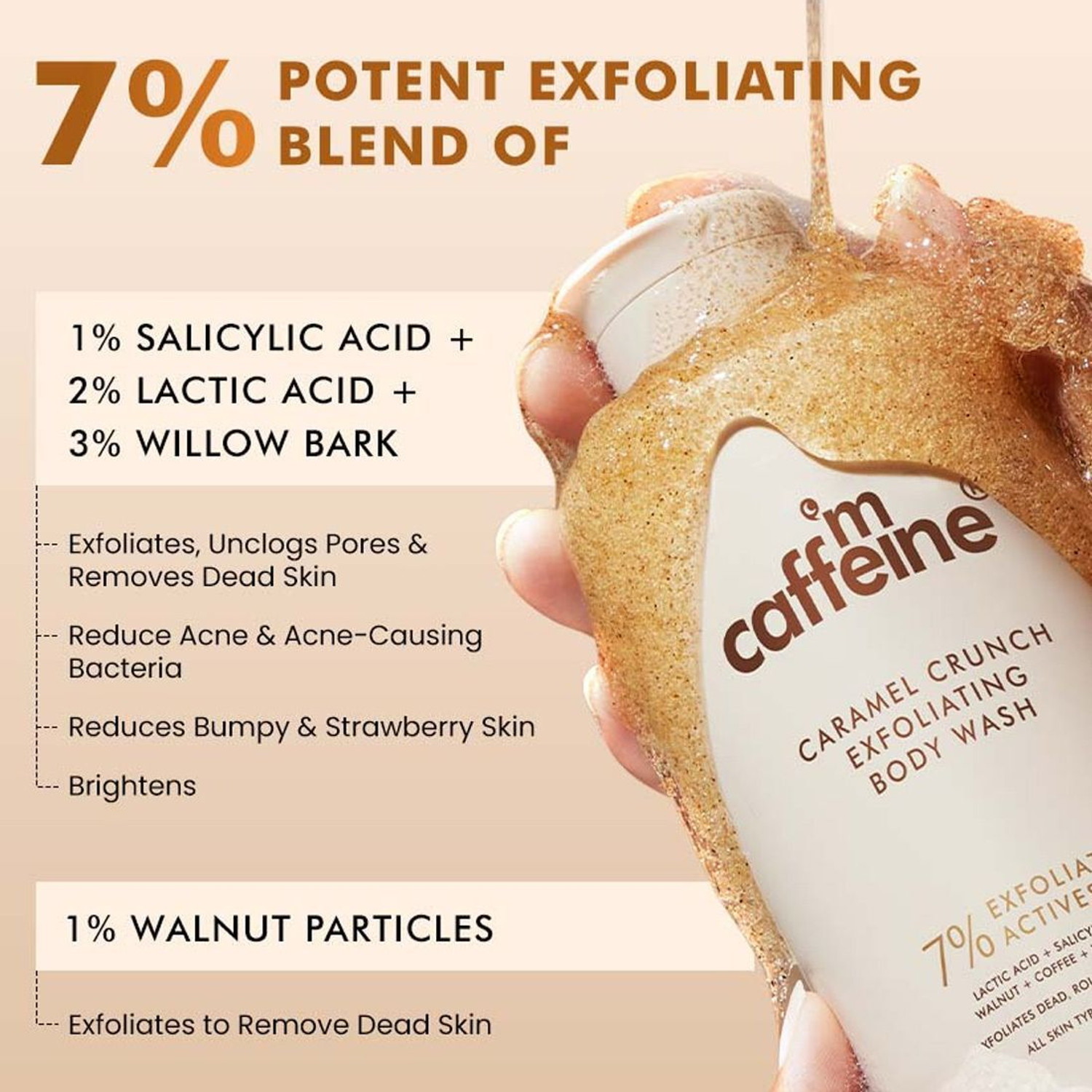 Image of mCaffeine Brightening & Exfoliating Face & Body Combo|Caramel Body Wash+Berries Face Scrub
