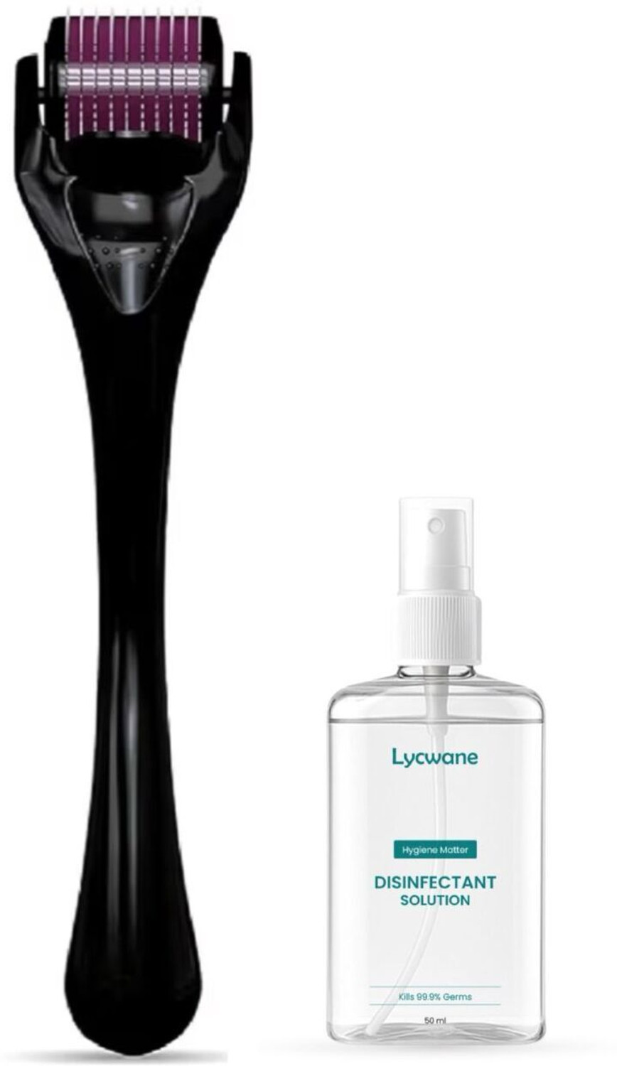 Image of LYCWANE Derma Roller with Disinfectant | With 540 Titanium Alloy Needles | Promotes Beard | Hair Growth