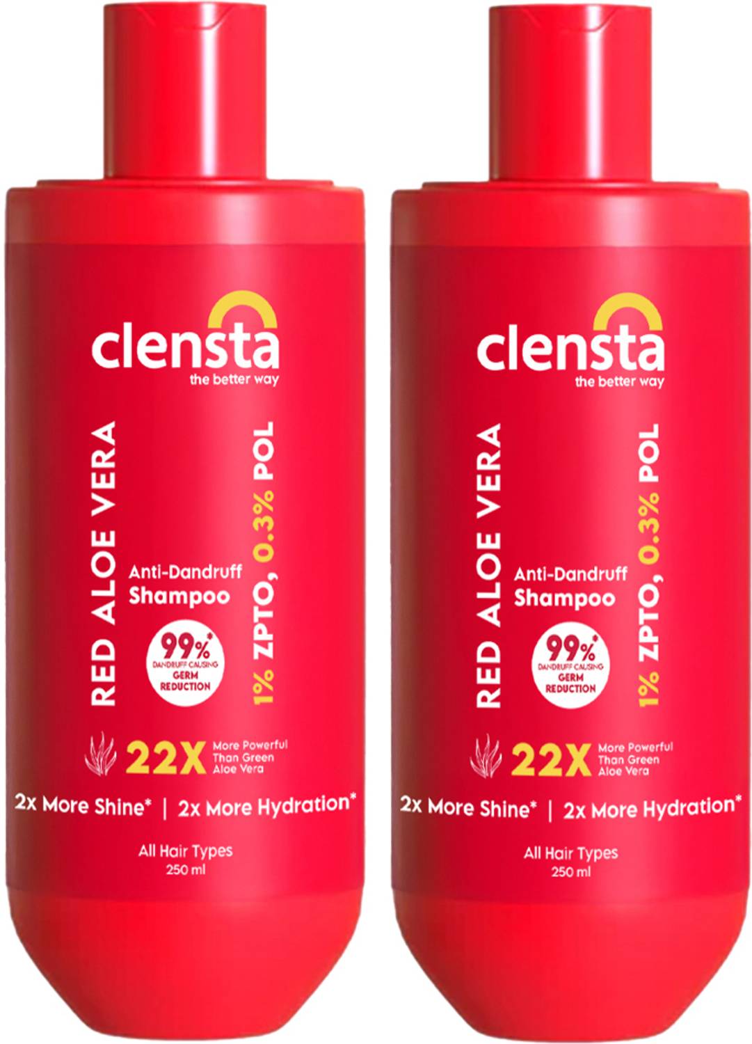 Clensta Red Aloe Vera Anti-Dandruff Shampoo With Zpto & Red Aloe