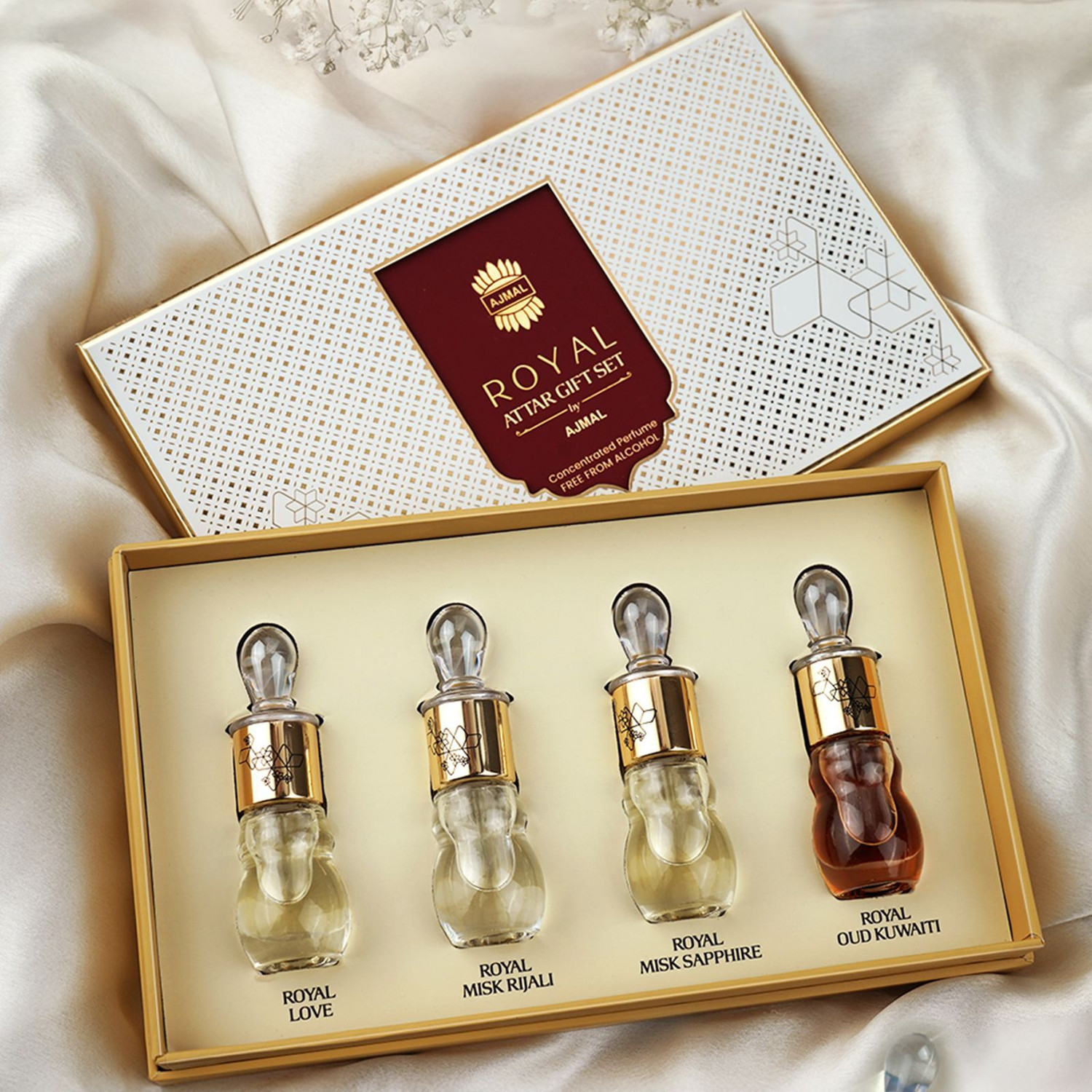 Image of Ajmal Non Alcoholic, Premium Quality, Long Lasting Attar Gift Set for Men & Women Floral Attar (Musk, Floral, Fruity)