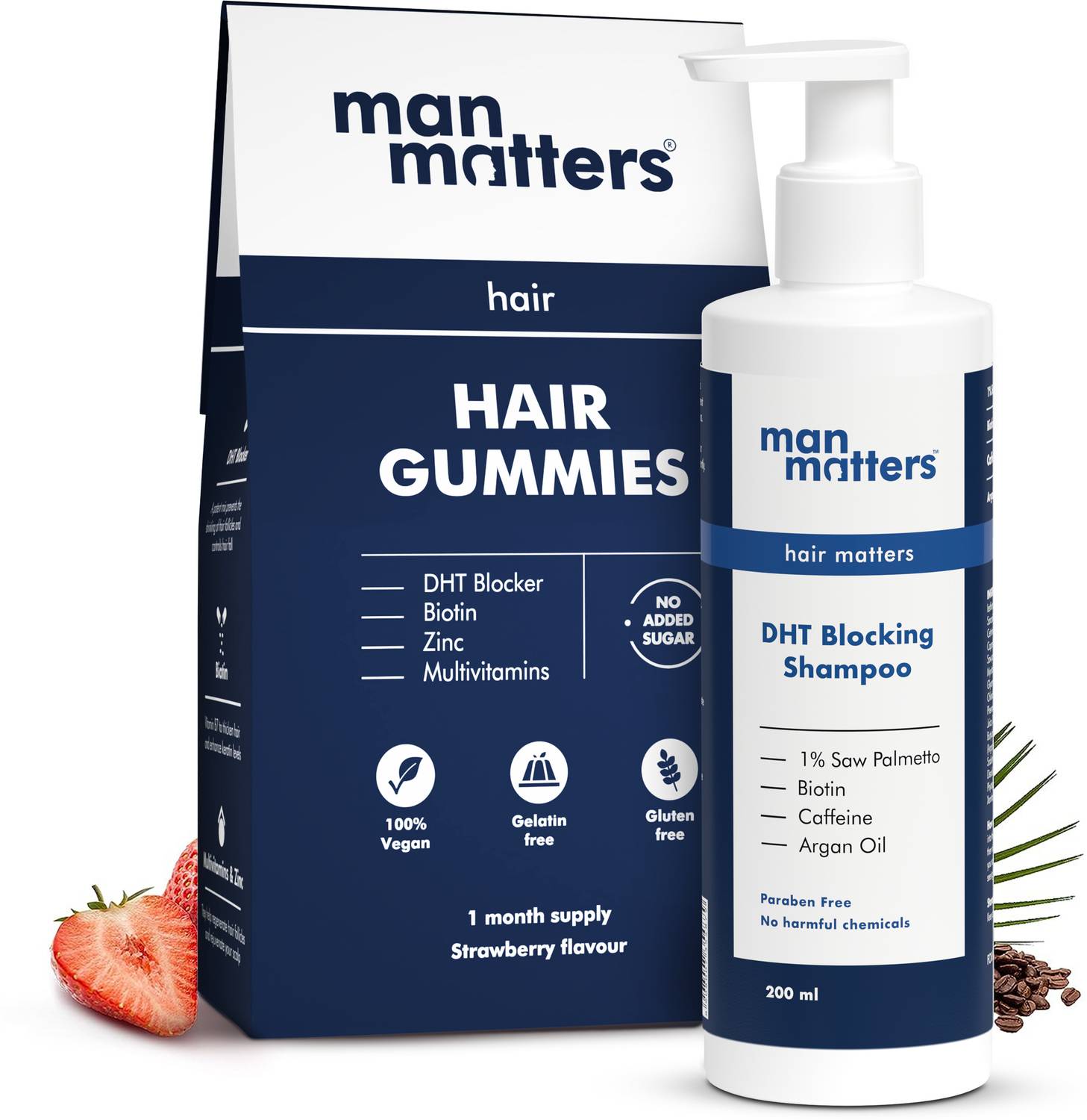 Man Matters DHT Blocker Shampoo 200ml & Biotin Gummies 30N
