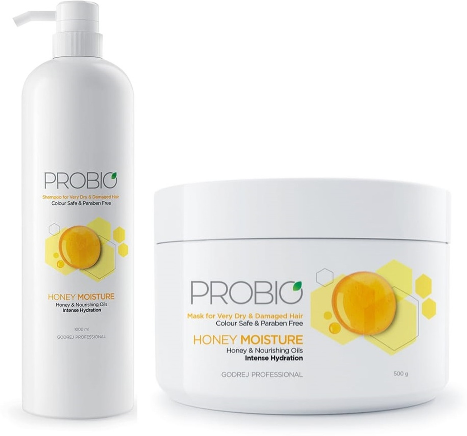 Image of Godrej Professional Probio Honey Moisture Shampoo(1000ml) and Mask (500g) | For Dry and Damaged Hair