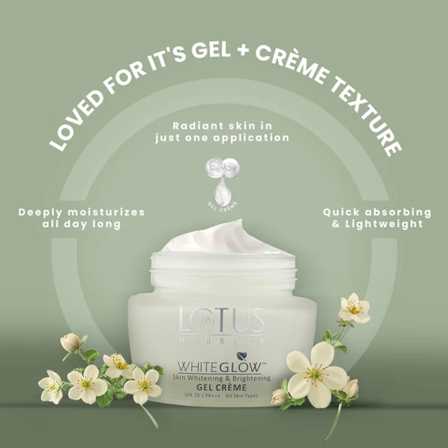 Image of LOTUS HERBALS Whiteglow Skin Whitening & Brightening Gel Cream with night cream WITH WhiteGlow 3 In 1 Deep Cleansing Skin Facial Foam 200G