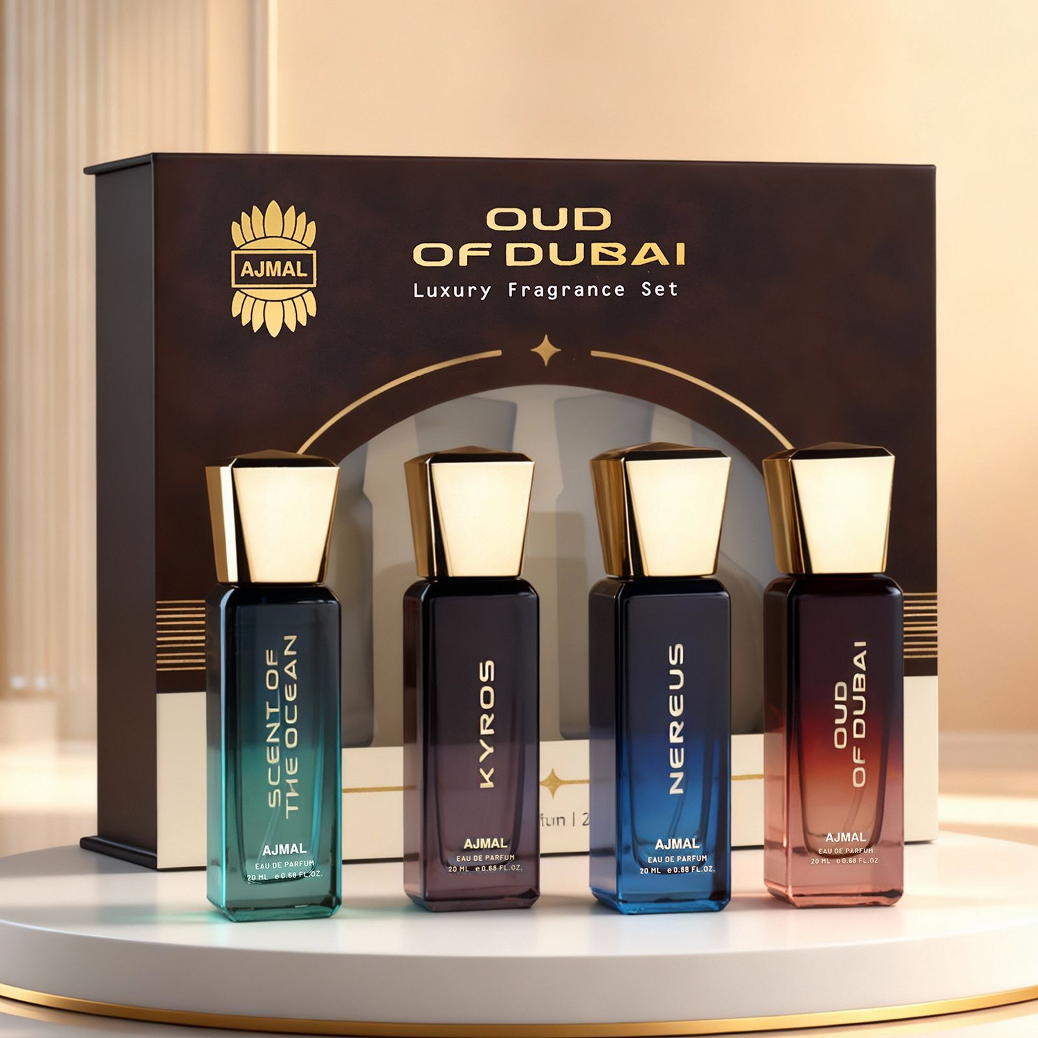 Image of Ajmal Oud of Dubai Long Lasting Travel Perfume Gift Set for Men & Women Eau de Parfum - 80 ml (For Men & Women) (4 Items in the set)