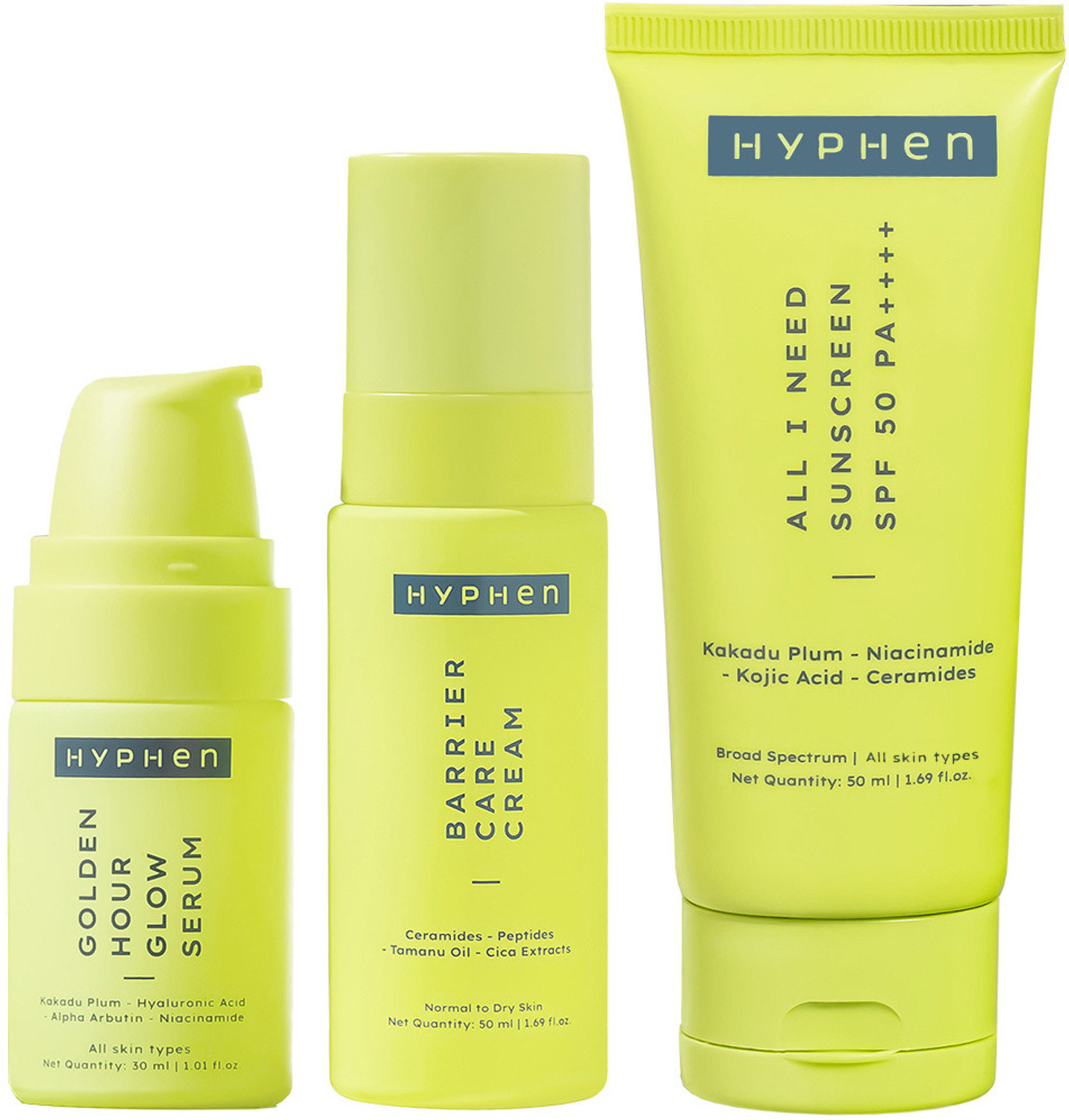 Image of HYPHEN Daily Face Care Combo - Normal to Dry Skin | Serum, Moisturizer & Sunscreen