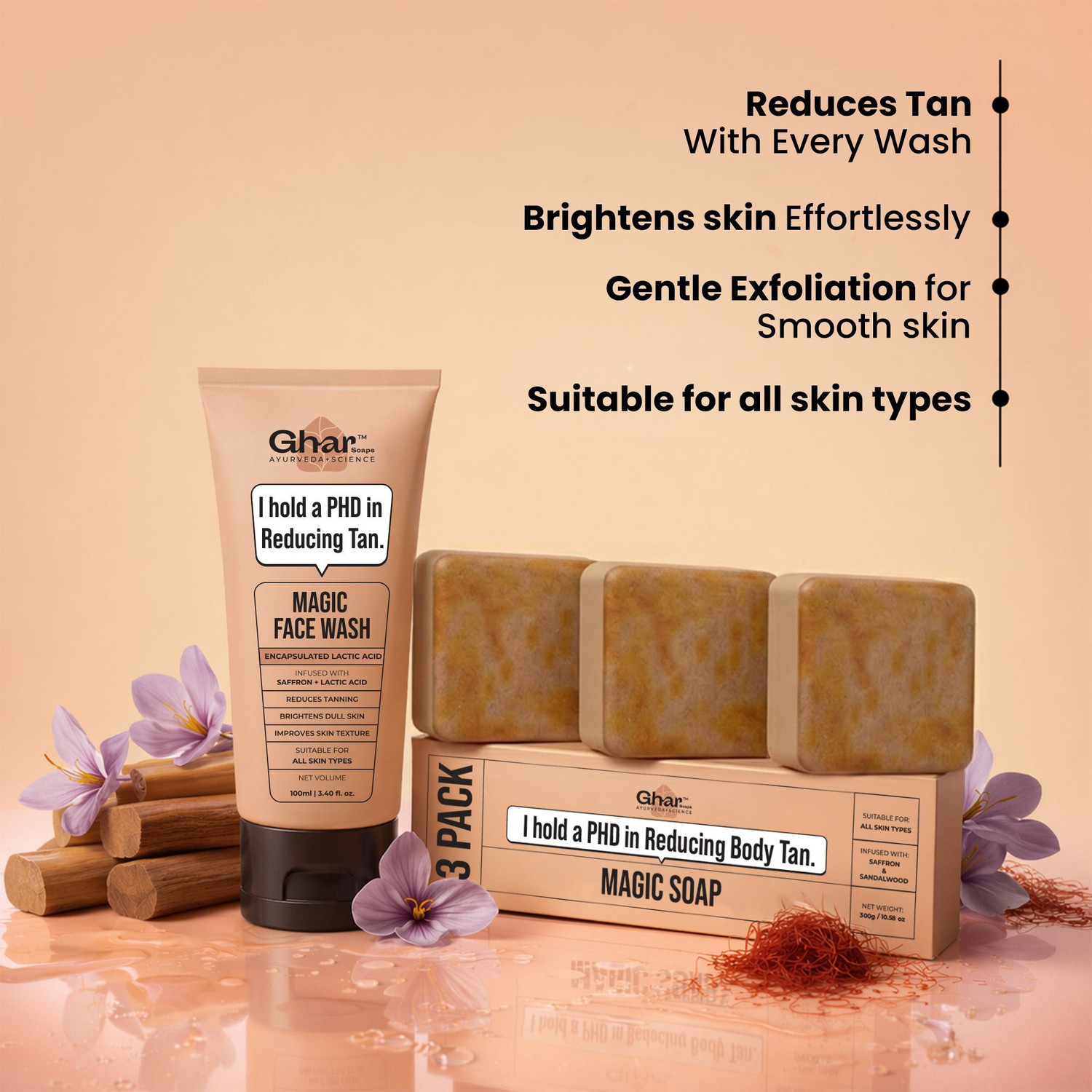 Image of Ghar Soaps De-Tan Magic Combo Set - Soap & Facewash