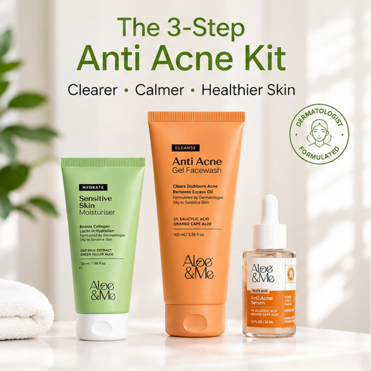 Image of aloe&me 3 Step Anti Acne Kit | for All Skin Types | Men and Women