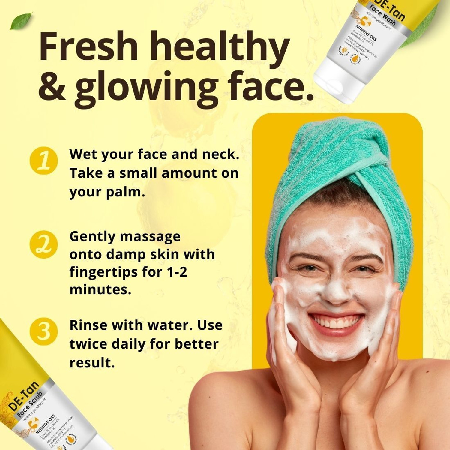 Image of Qraa De Tan Combo Pack | Scrub 100gm, Face Wash 100gm |Helps In Tan Removal & Dirt| (200gm)