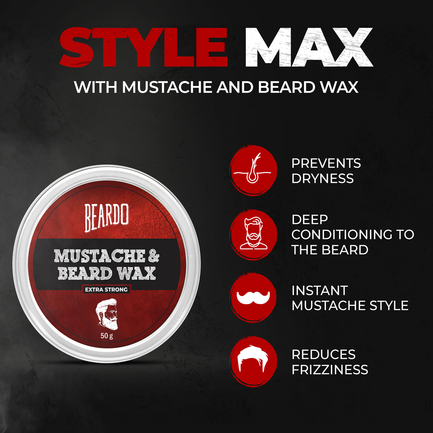 Image of BEARDO Strong Hold Crystal Gel Wax, Beard & Mustache Wax Extra Strong (Set of 2) Hair Wax
