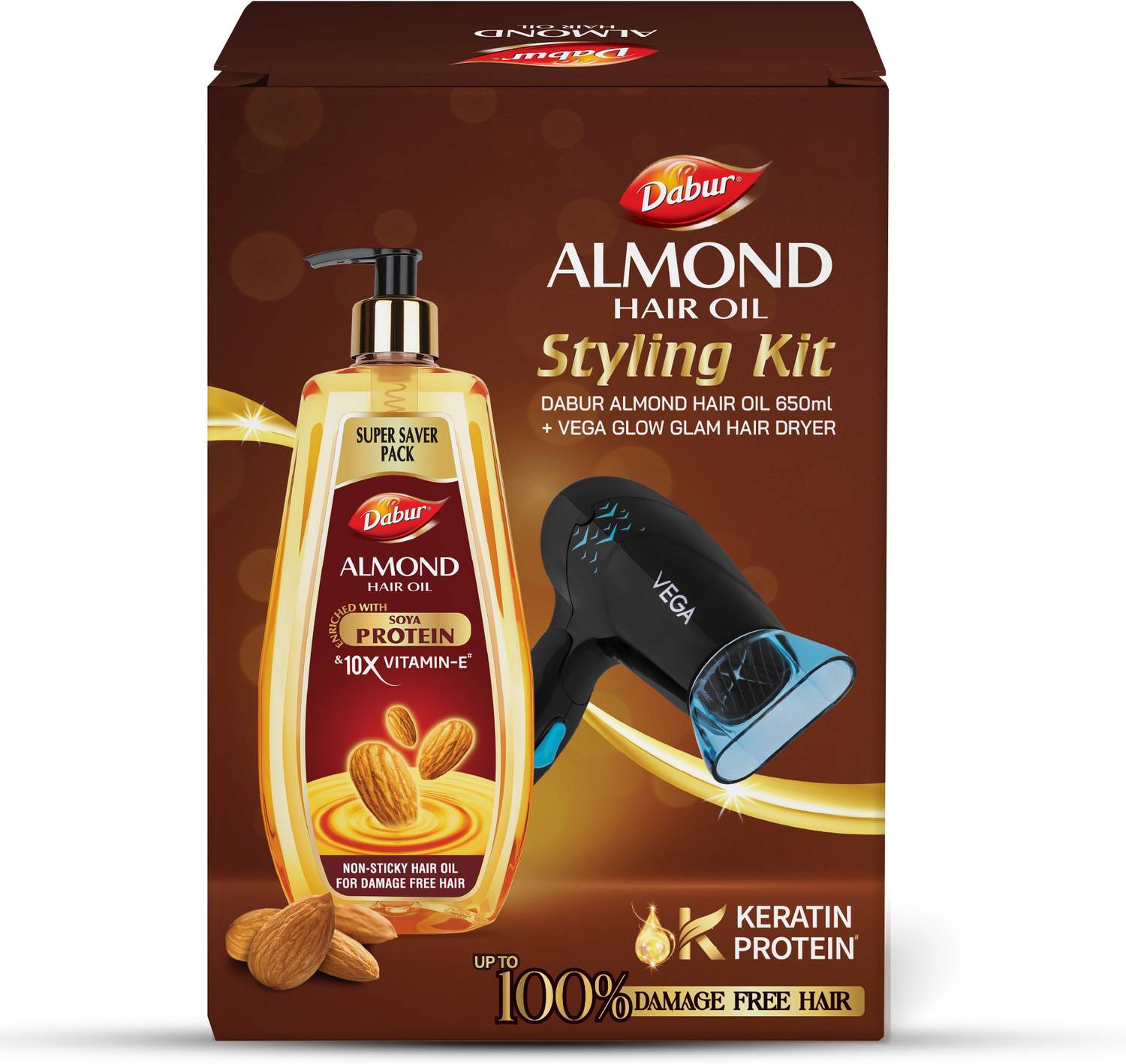 Dabur Hair Styling Kit 650ml + 1000W Hair Dryer - Image 2