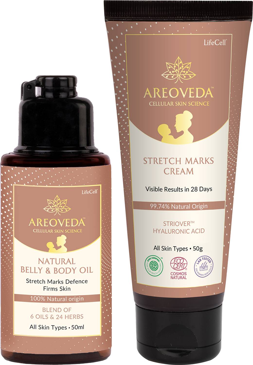 Areoveda Stretch Mark Repair Bundle | Stretch Marks Cream & Oil