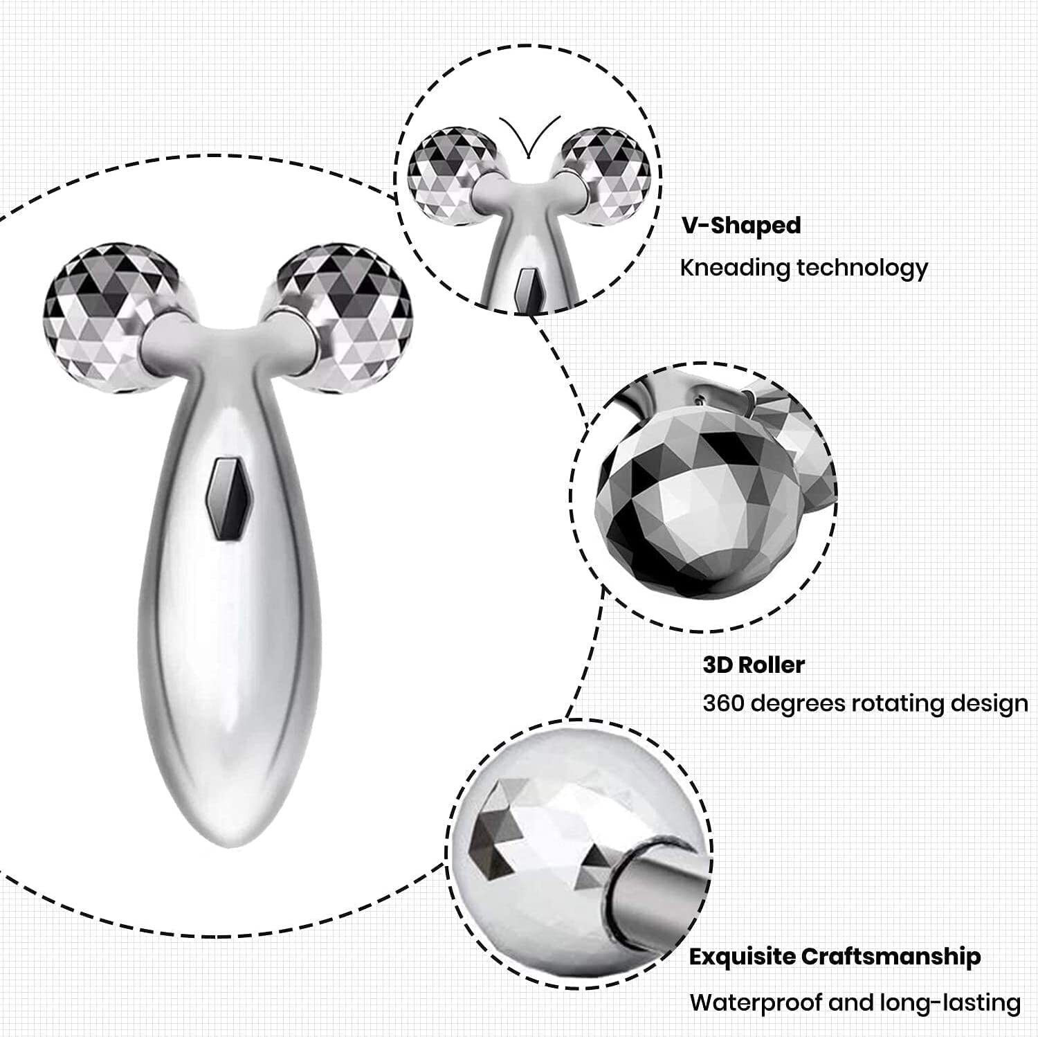 Image of Kwaanie jade Roller, 3D Roller, Derma Roller & Scalp Brush | Skin Tightening & Hair Growth