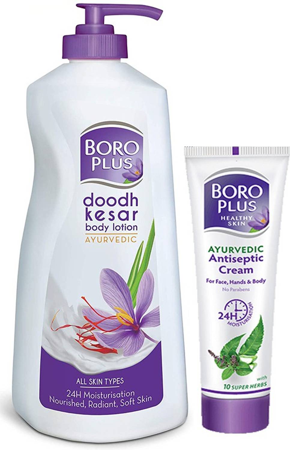 BOROPLUS Doodh Kesar Body Lotion With Vitamin E (400ml) + Antiseptic Cream (19ml)