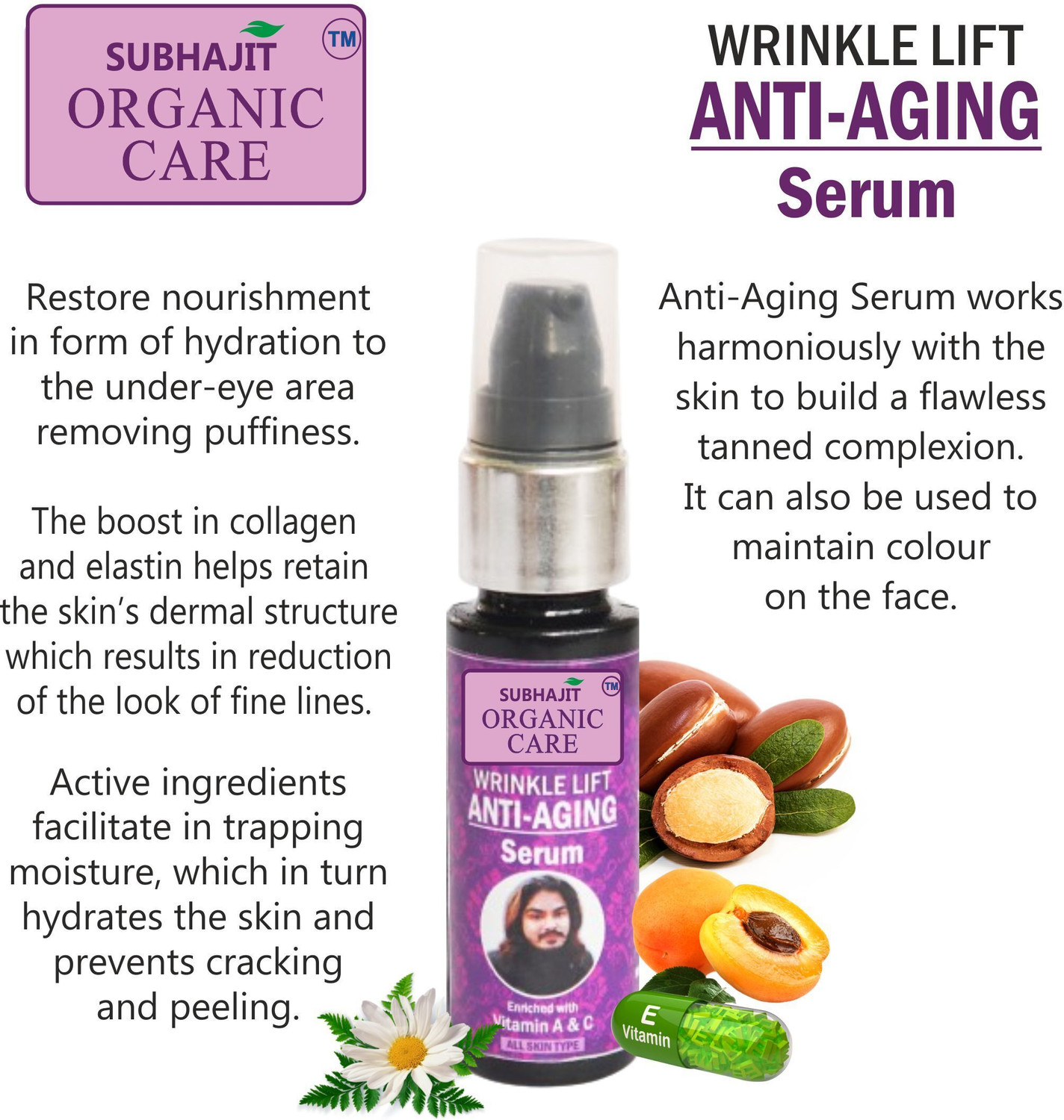 Image of SUBHAJIT ORGANIC CARE Wrinkle Lift ANTI-AGING Face Serum With Vitamin A & C For All Skin Types