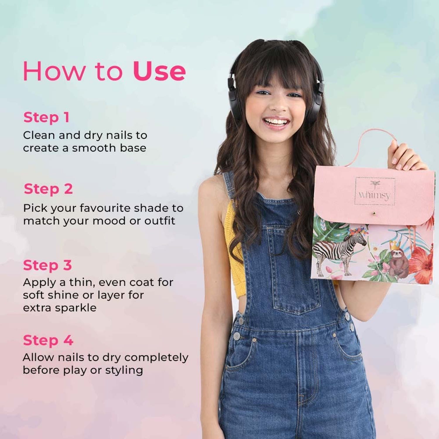 Image of Whimsy Beauty Sweet Shine Nail Kit for Kids & Pre-Teens | Kids Nail Colours with Nourishing Oils