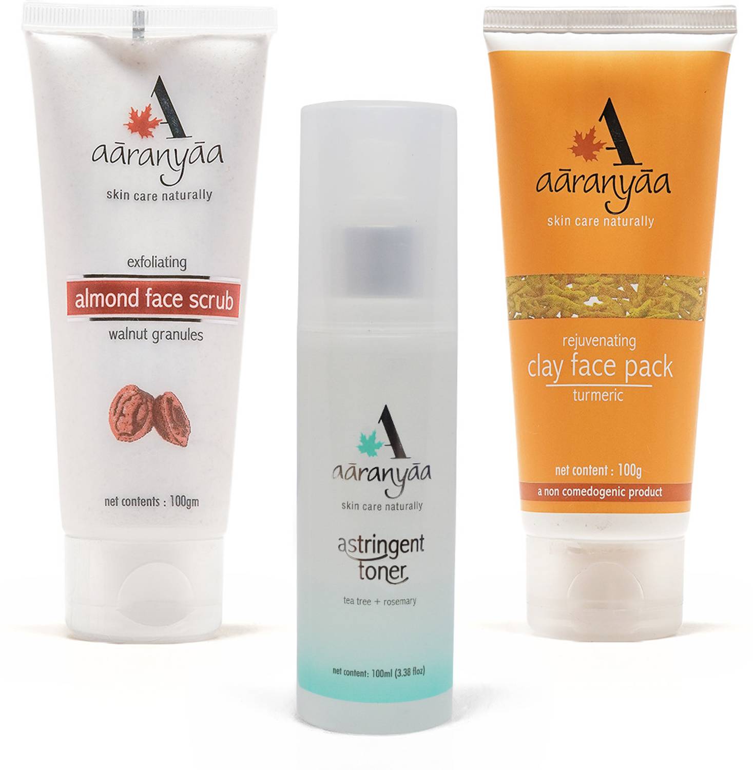 Aaranyaa Deep Cleansing Facial Kit | Almond Scrub + Turmeric Face Pack + Toner | De Tan | Pores Cleaning & tightening