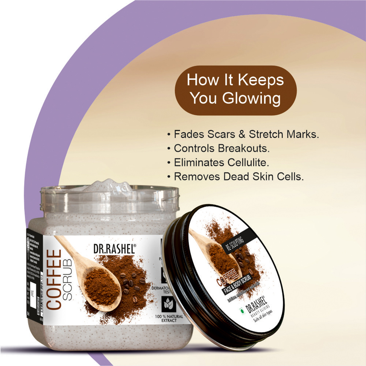 Image of DR.RASHEL Coffee Scrub For Face & Body |Coffee Extract & Vitamins |Skin Revitalizing Scrub