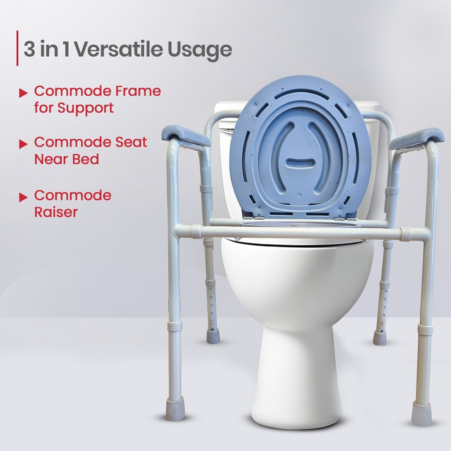 Image of AGEasy (Max Group) Foldable Commode Chair,Adjustable Height,Toilet Chair Commode Chair (Grey)