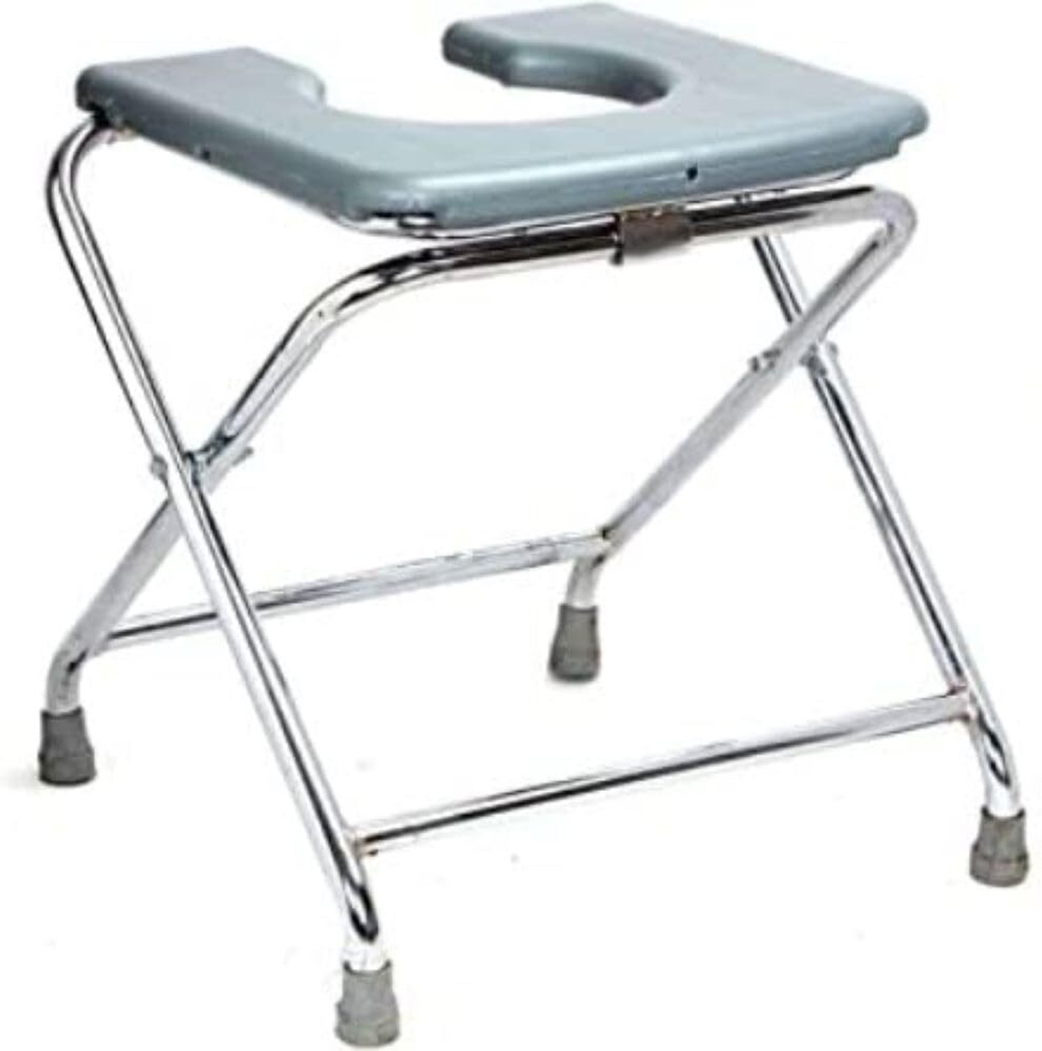 Image of BEDICIA Foldable Stainless Steel Shower Commode Chair with Pot Pregnant Women Commode Chair