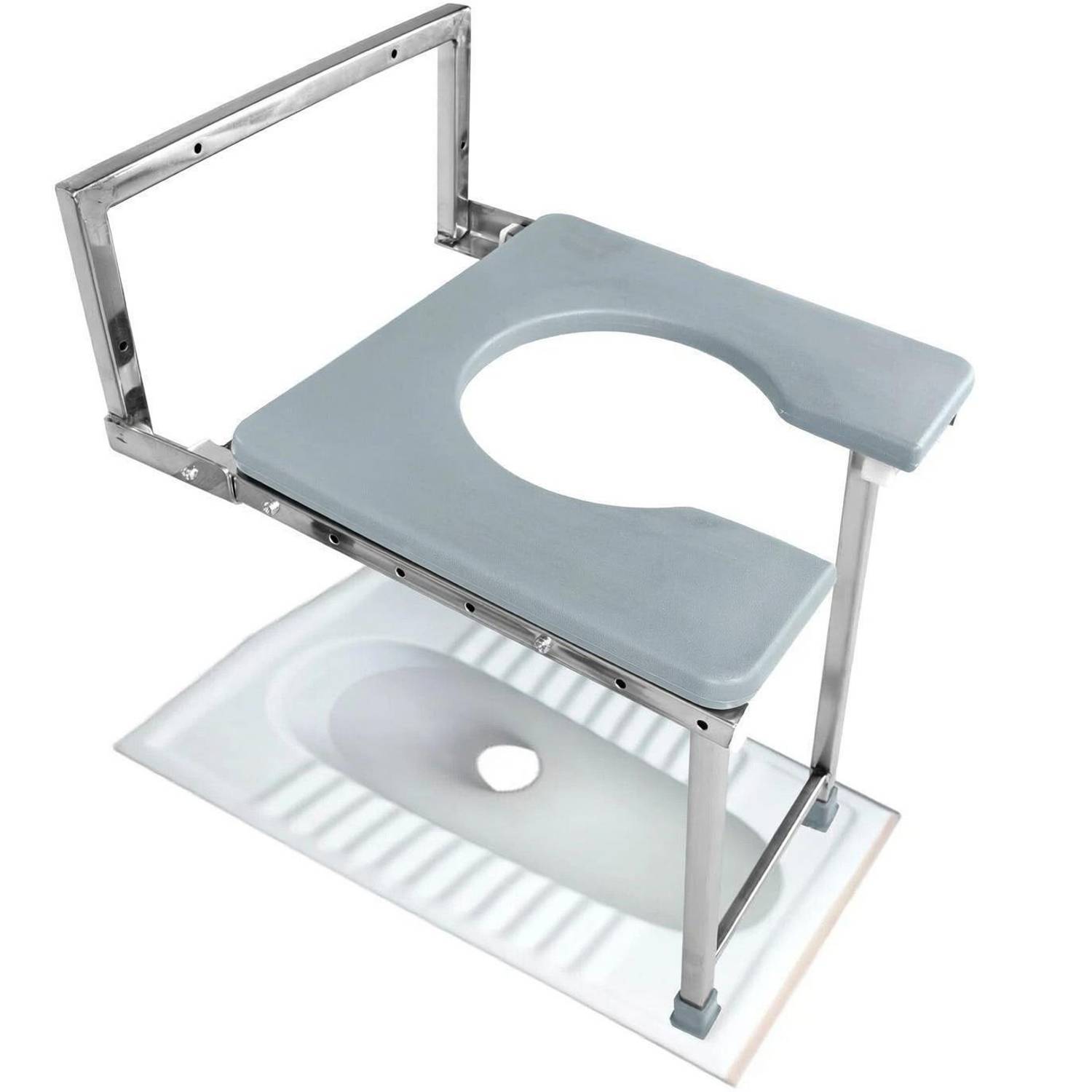 BEDICIA Stainless Steel Wall Mounted Commode Chair Shower Bench for Indian Toilet Commode Chair