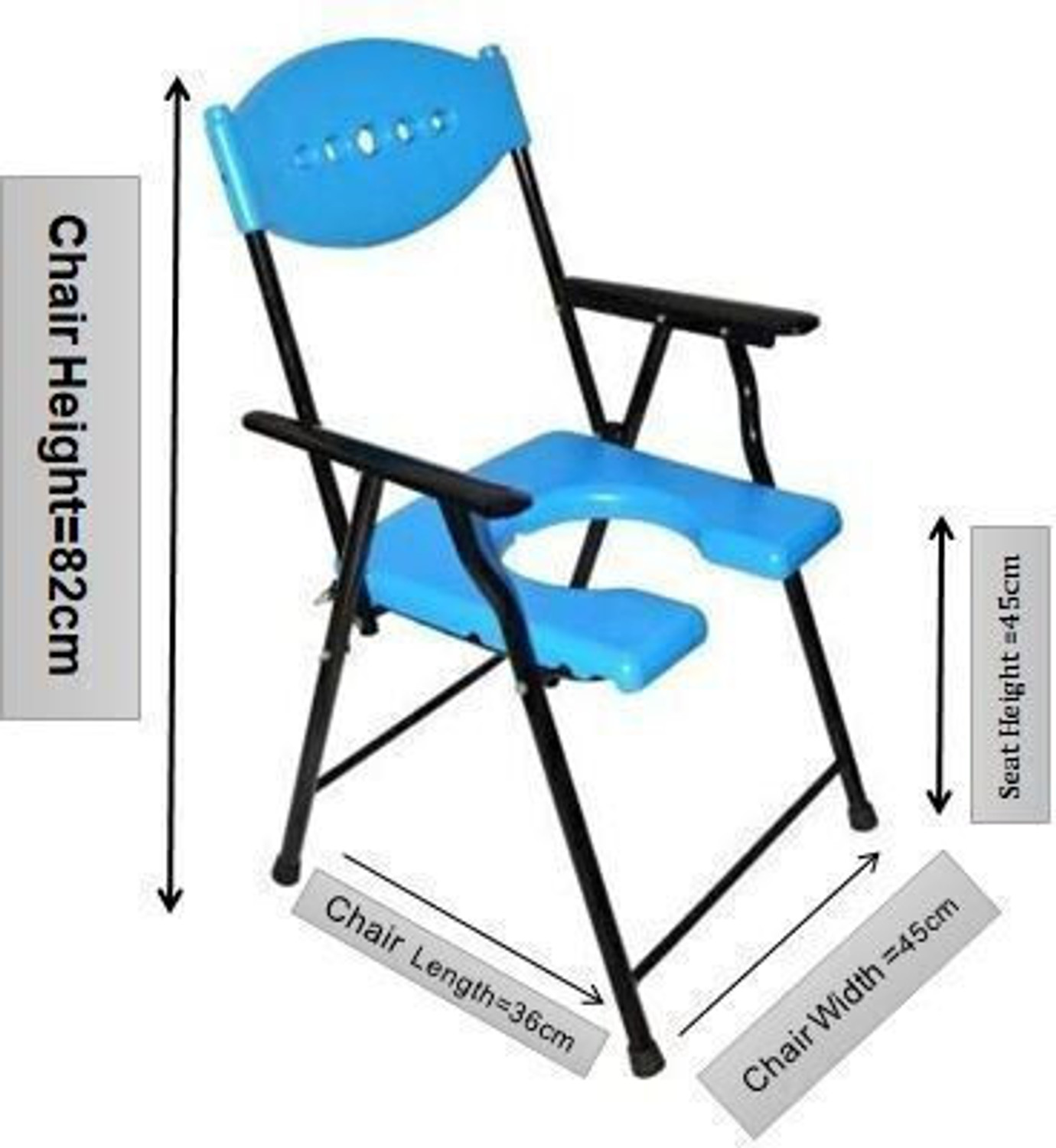 Image of cutfine Foldable Shower Commode Chair For Toilet,Comfortable For Elderly Pregnant Women Commode Chair (Blue, Black)