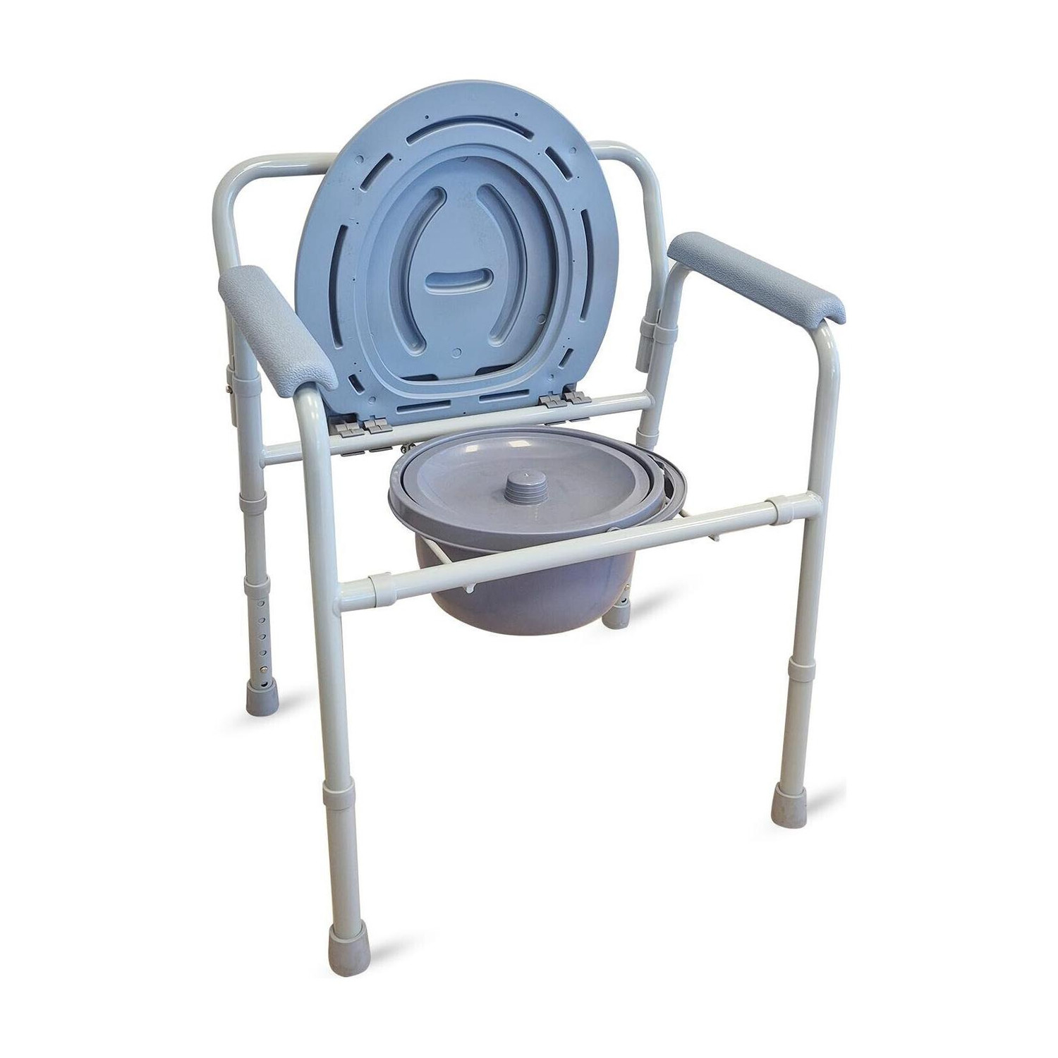 Image of AGEasy (Max Group) Foldable Commode Chair,Adjustable Height,Toilet Chair Commode Chair (Grey)