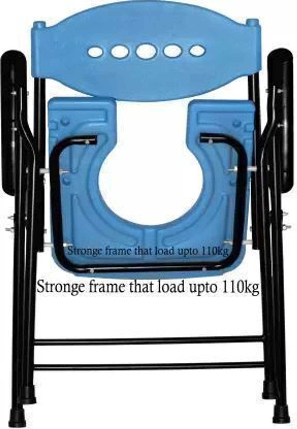 Image of cutfine Foldable Shower Commode Chair For Toilet,Comfortable For Elderly Pregnant Women Commode Chair (Blue, Black)