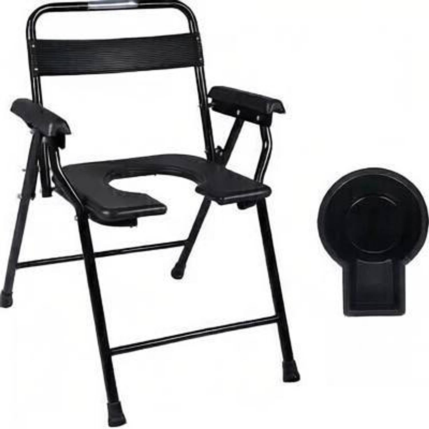 BEDICIA Commode Shower Chair With Pot And Back Support for Adults Commode Chair