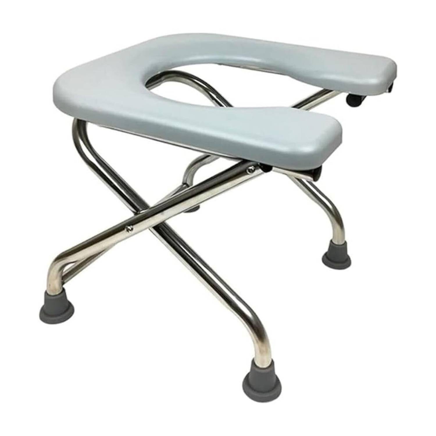 BEDICIA Foldable Stainless Steel Shower Commode Chair with Pot Pregnant Women Commode Chair