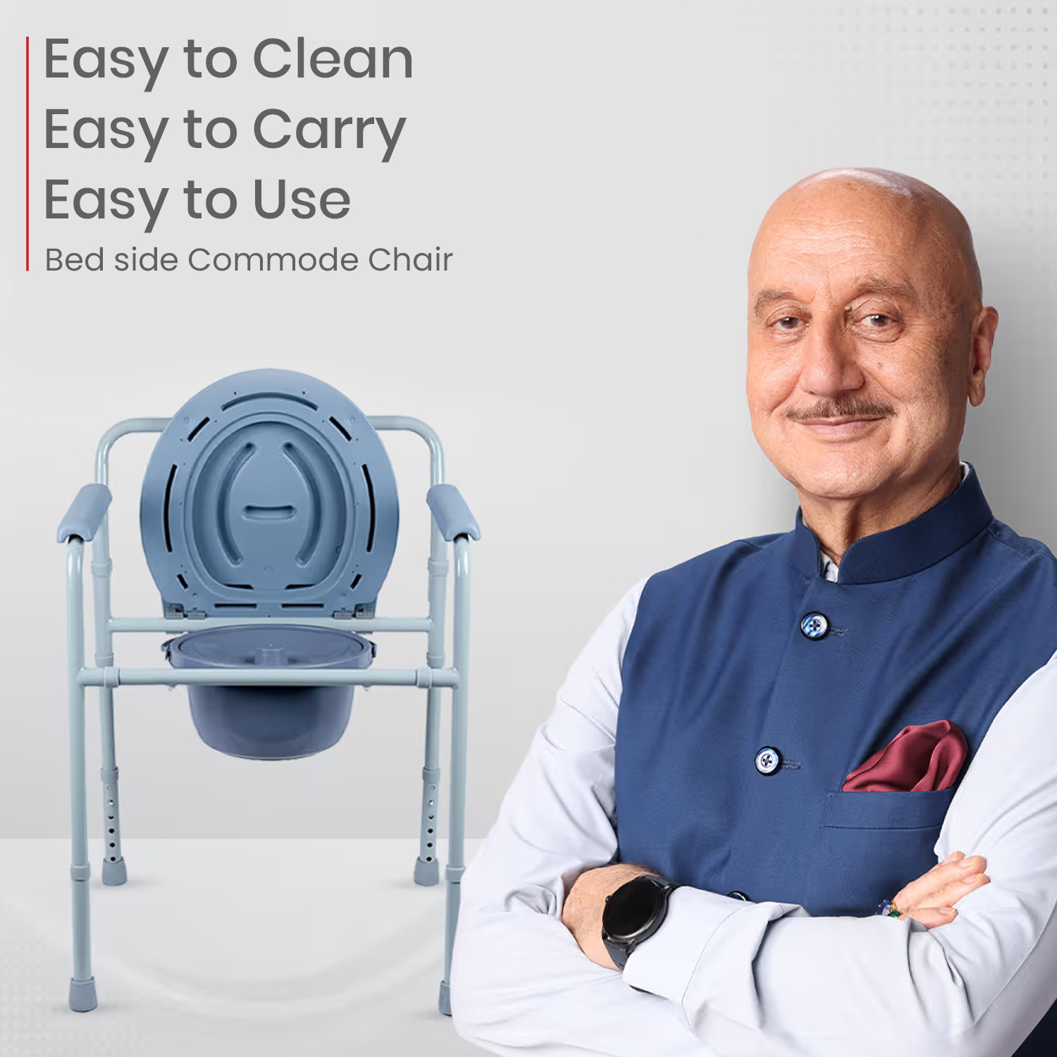 Image of AGEasy (Max Group) Foldable Commode Chair,Adjustable Height,Toilet Chair Commode Chair (Grey)