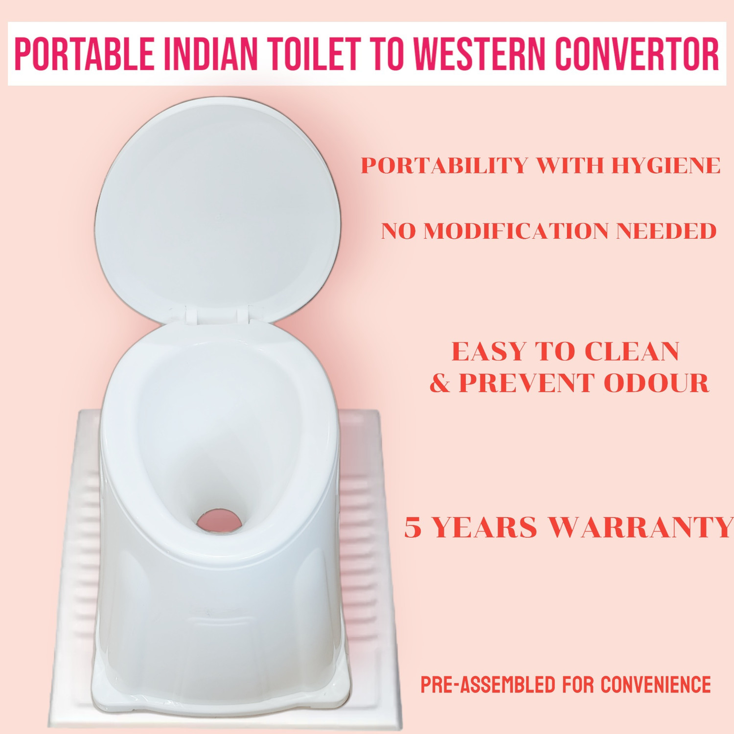 Image of veayva INDIAN TOILET TO WESTERN CONVERTOR| stool | for patients Commode Shower Chair