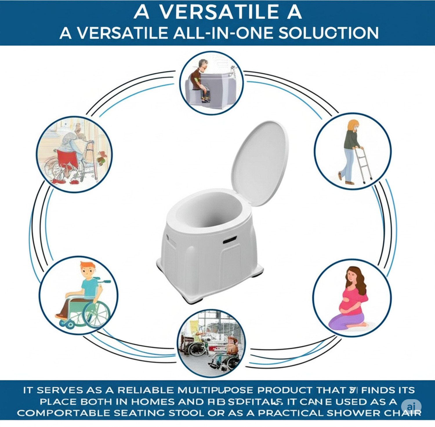 Image of TRM Heavy Duty Portable Indian Toilet to Western Convertor Toilet Commode Chair