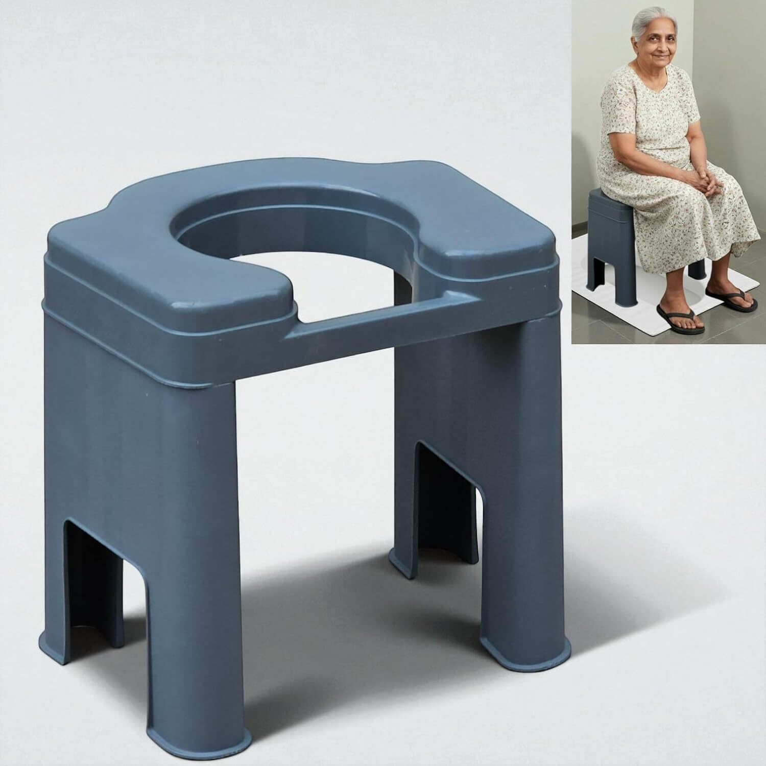 Image of veayva Indian Toilet Stool | Indian to Western Toileting For Pregnant women, Patients Commode Shower Chair