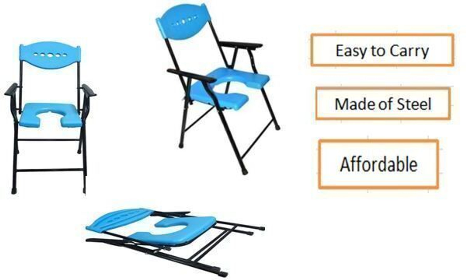 Image of cutfine Premium Folding Commode Chair Indian Toilet Seat For Elderly Disabled,Paitent Commode Chair