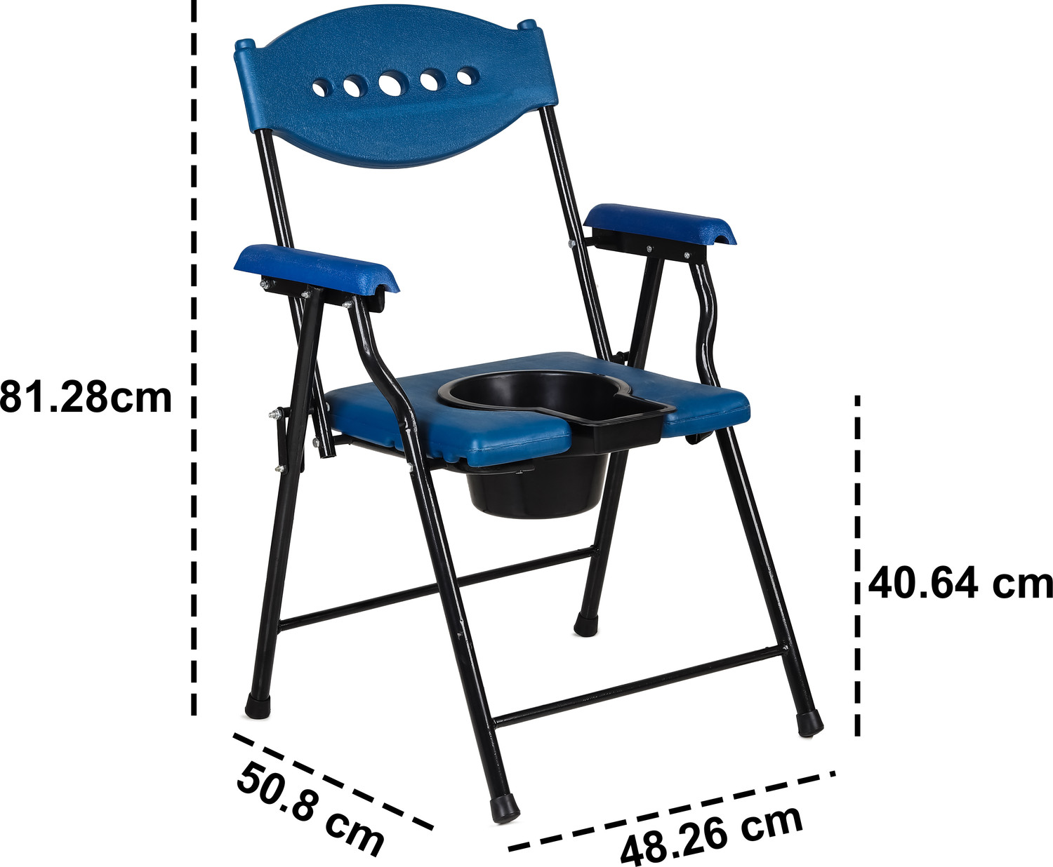 Image of BBSurgical Plastic Comfortable Commode Fixed Armrests, Backrest, Easy-Fold, Non-Slip Base Commode Chair