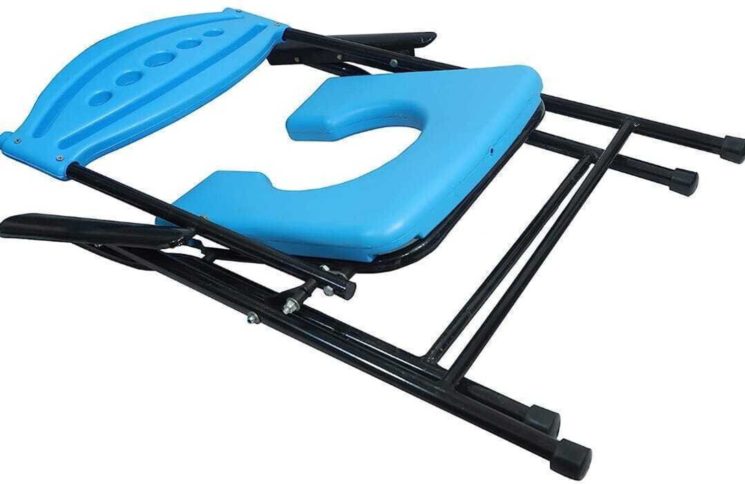 Image of cutfine Foldable Shower Commode Chair For Toilet,Comfortable For Elderly Pregnant Women Commode Chair (Blue, Black)