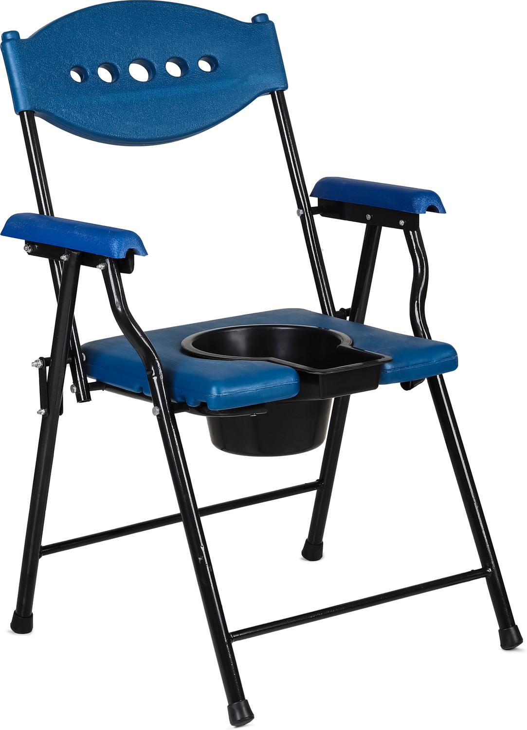 Image of BBSurgical Plastic Comfortable Commode Fixed Armrests, Backrest, Easy-Fold, Non-Slip Base Commode Chair
