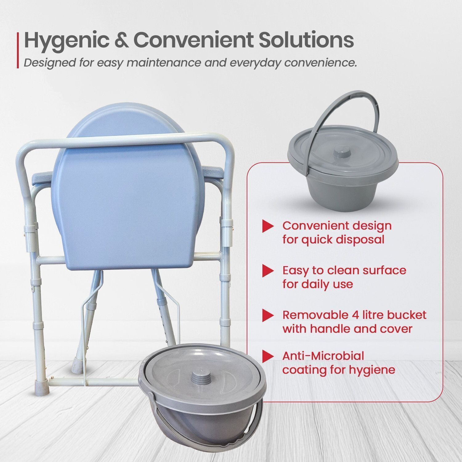 Image of AGEasy (Max Group) Foldable Commode Chair,Adjustable Height,Toilet Chair Commode Chair (Grey)