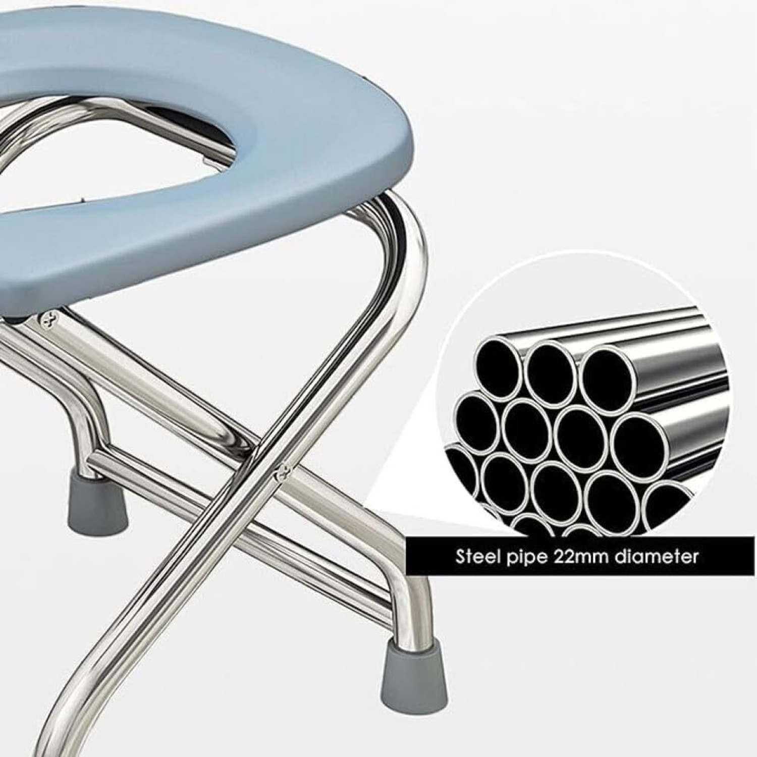 Image of BEDICIA Foldable Stainless Steel Shower Commode Chair with Pot Pregnant Women Commode Chair