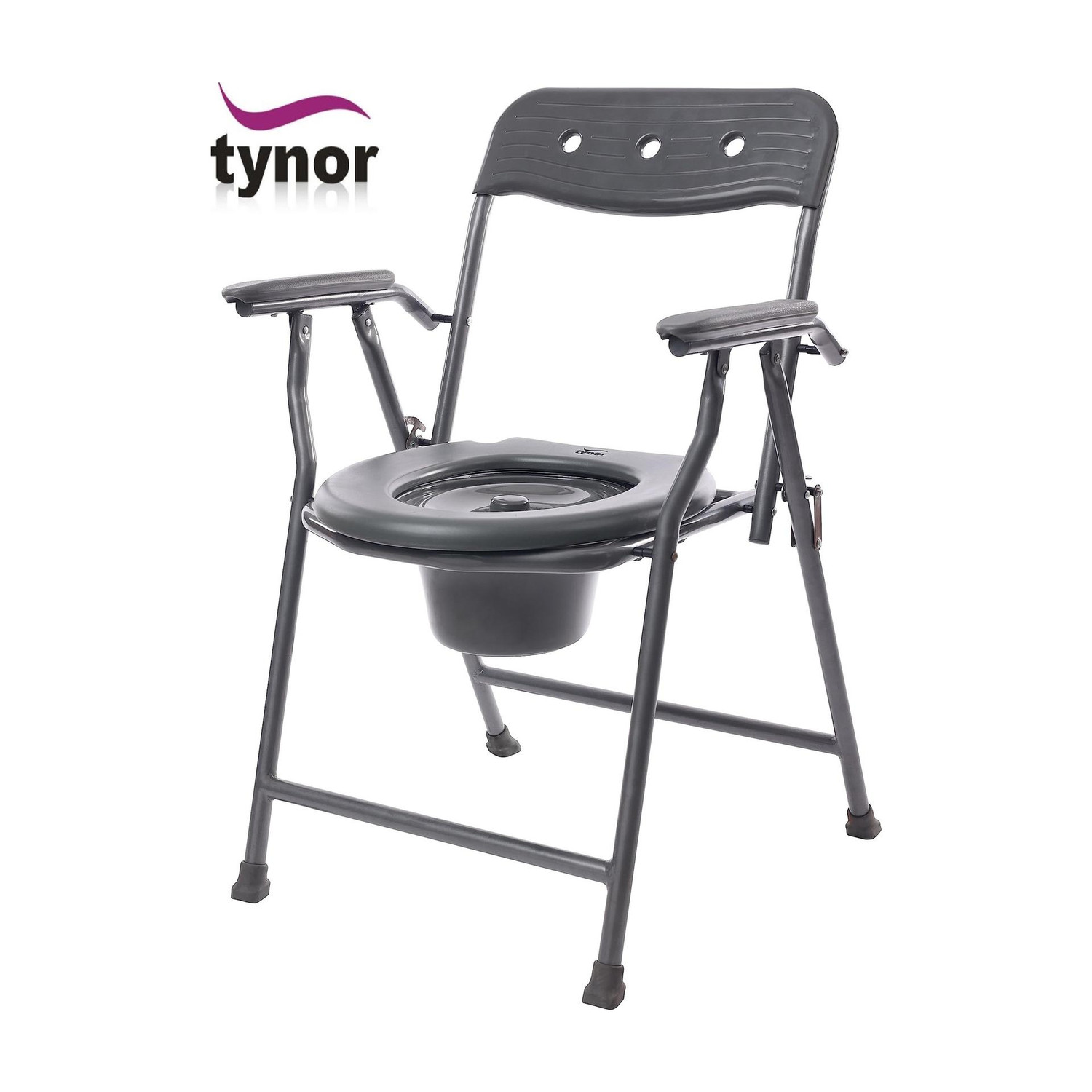 Image of Ashni Premium Tynor Foldable Commode Chair With Backsupport & Handsupport For Indian Commode Chair (Black)