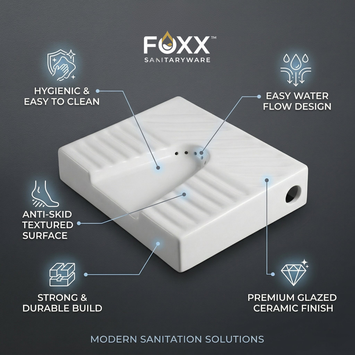 Image of Foxx Sanitaryware Premium White Ladies Urinal Urinal for Ladies (17x14x4) Standard Commode Urinal