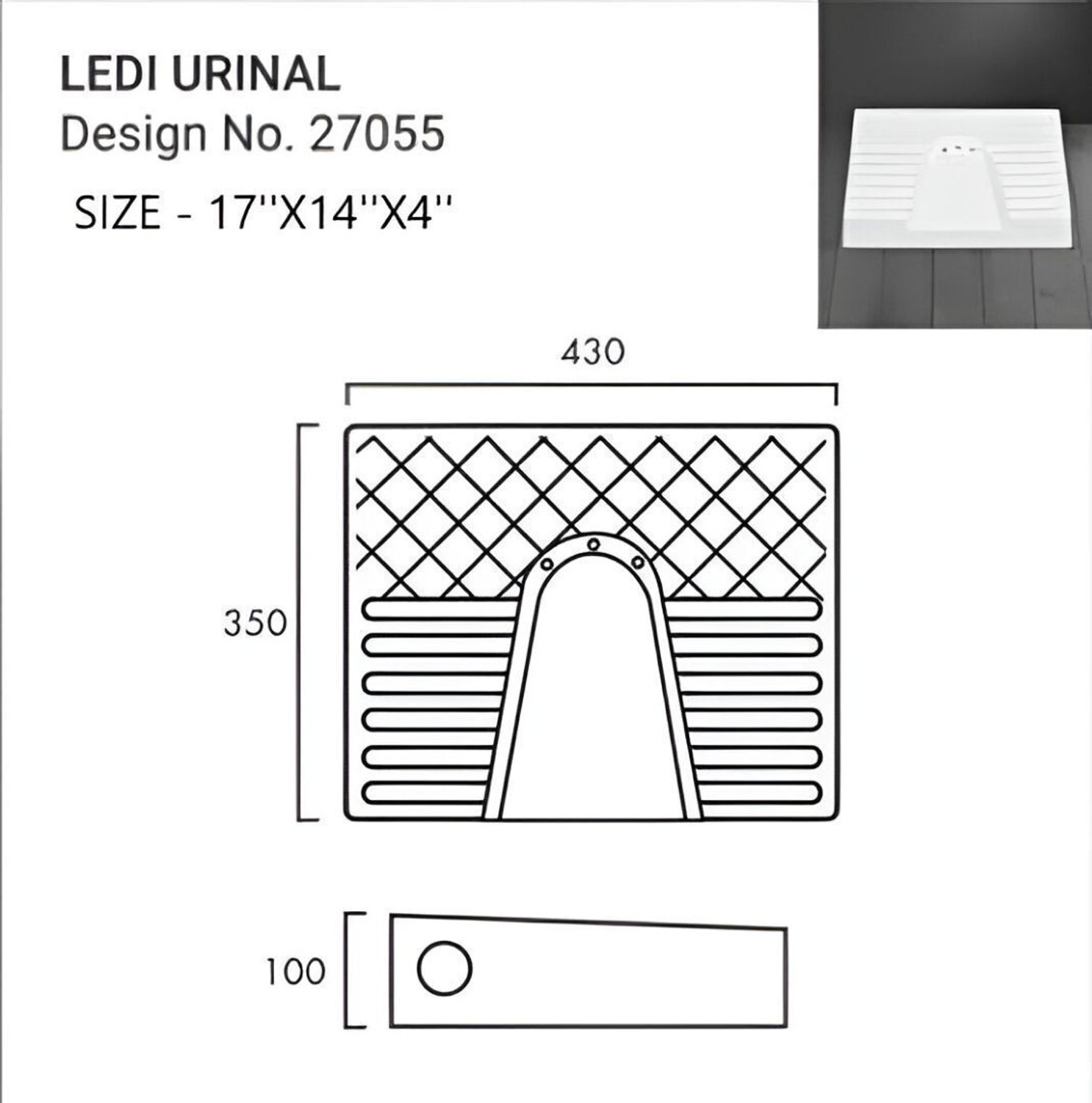 Image of Foxx Sanitaryware Premium White Ladies Urinal Urinal for Ladies (17x14x4) Standard Commode Urinal